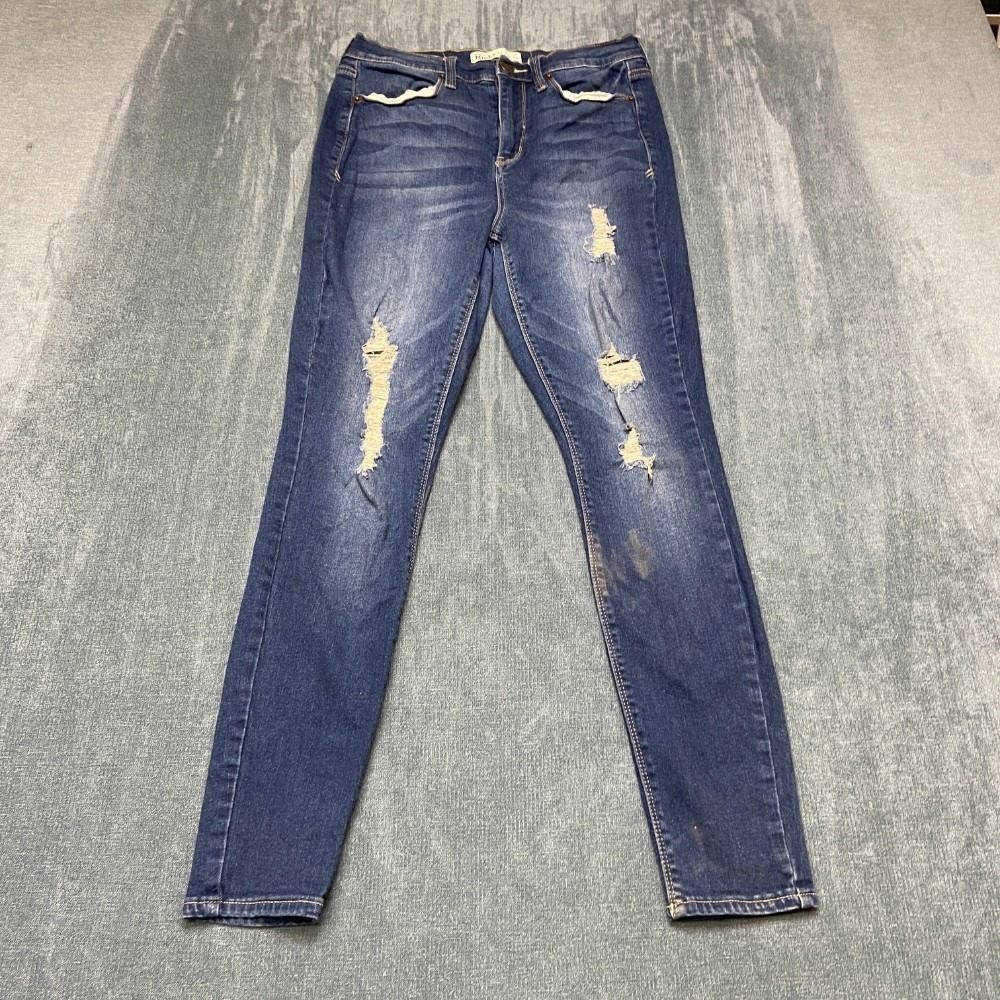 Mudd Jegging Jeans Womens 11 Blue Denim Cotton Stretch High Rise Distressed